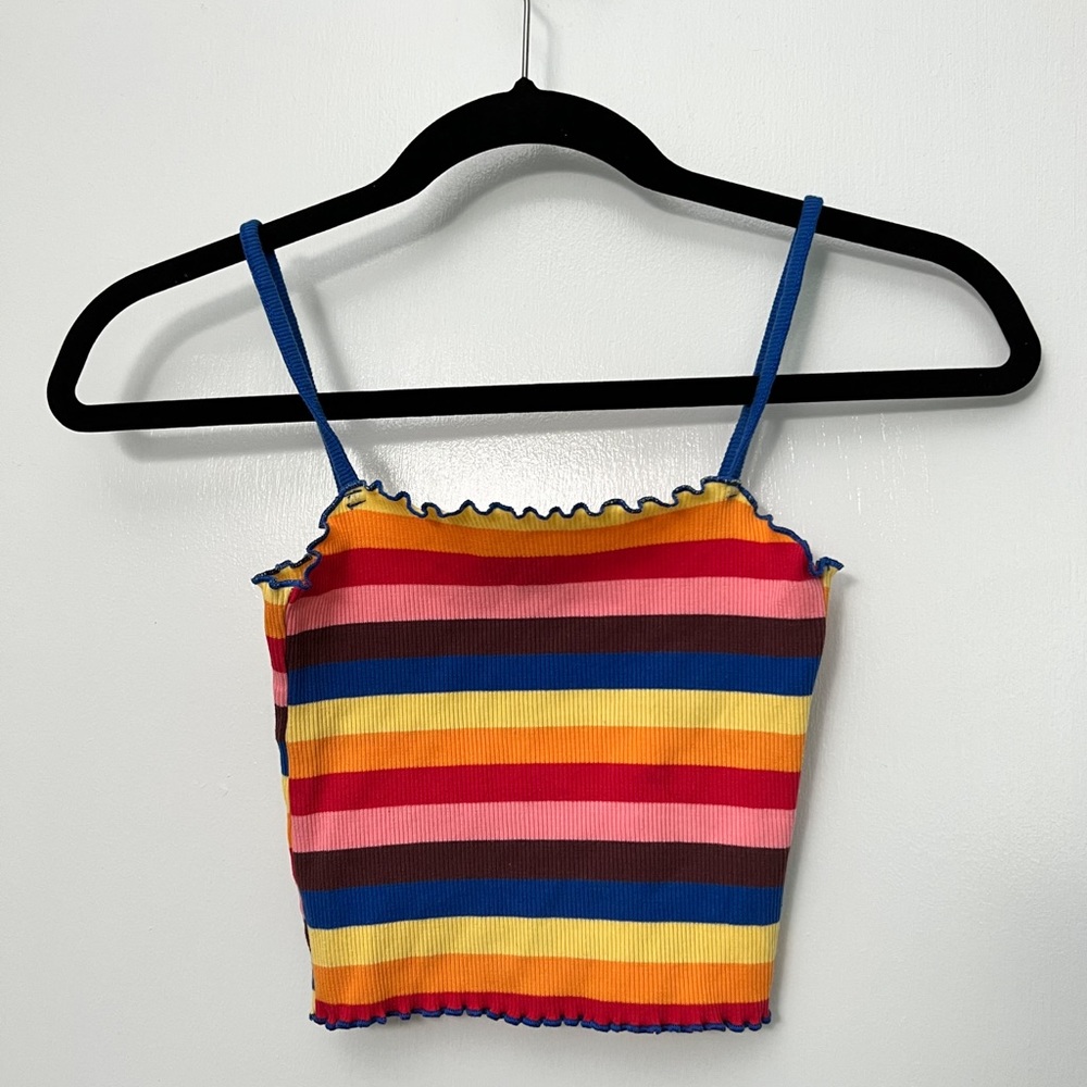Topshop colorful striped crop top